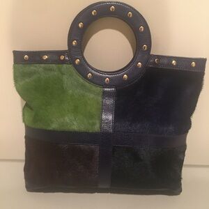 Hype Stylish Green, Brown, Purple and Black Women's Tote Bag